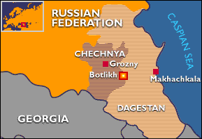 Map of Dagestan